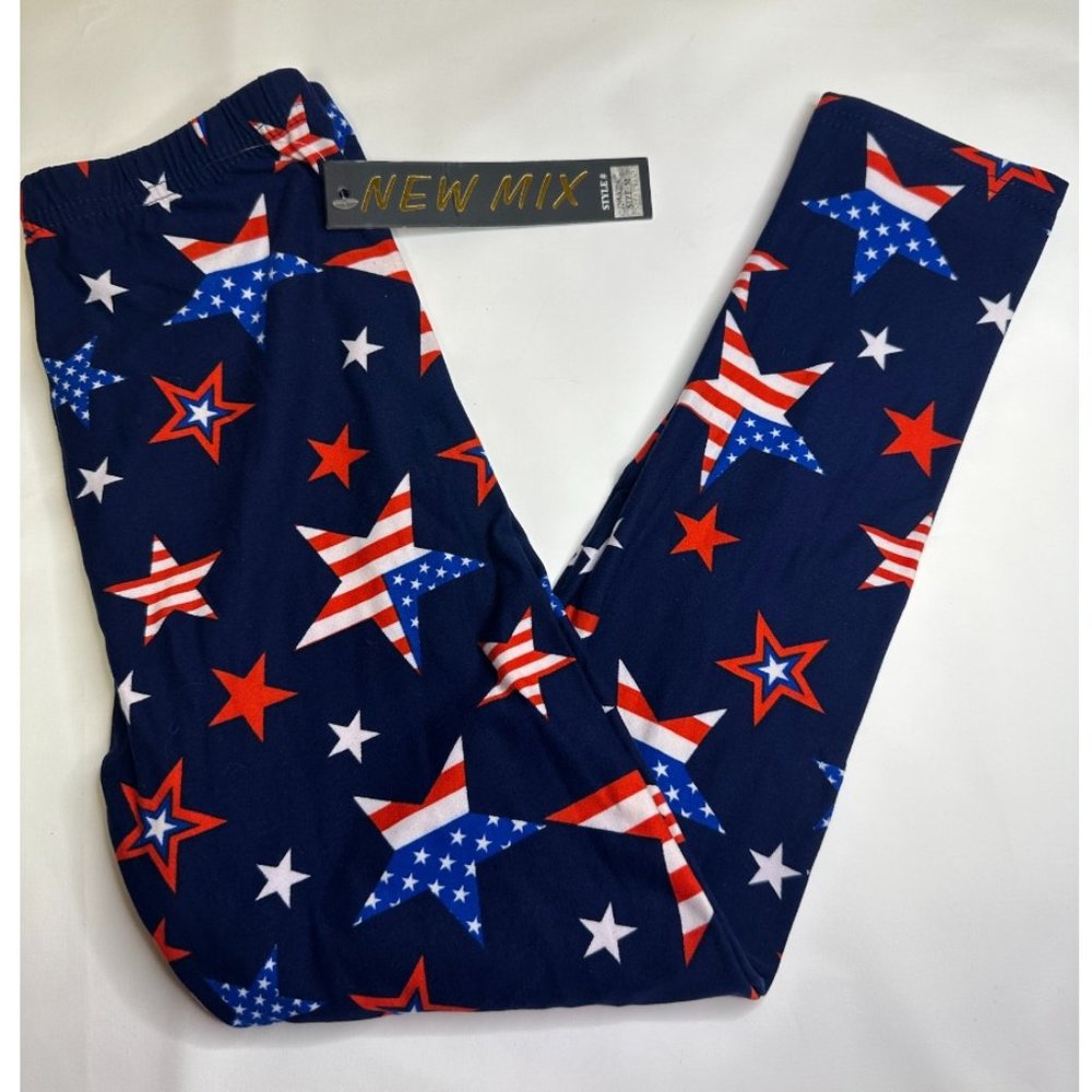 Stars and Stripes American Flag Buttery Soft Boutique Leggings Kids Med